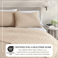 100% Cotton Honeycomb Waffle Garment Washed Quilt Set - Genevieve Collection