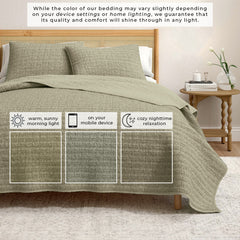 100% Cotton Honeycomb Waffle Garment Washed Quilt Set - Genevieve Collection