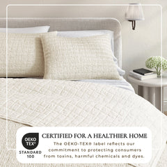 100% Cotton Honeycomb Waffle Garment Washed Quilt Set - Genevieve Collection